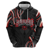 Traditional Art Hawaiian Kakau Tattoos Zip Hoodie Red Color - Polynesian Pride