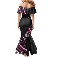 Traditional Art Hawaiian Kakau Tattoos Family Matching Mermaid Dress and Hawaiian Shirt Pink Color - Polynesian Pride