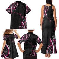 Traditional Art Hawaiian Kakau Tattoos Family Matching Tank Maxi Dress and Hawaiian Shirt Pink Color - Polynesian Pride
