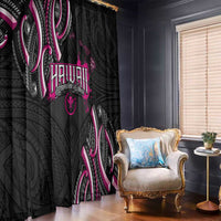 Traditional Art Hawaiian Kakau Tattoos Window Curtain Pink Color - Polynesian Pride
