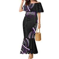Traditional Art Hawaiian Kakau Tattoos Family Matching Mermaid Dress and Hawaiian Shirt Purple Color - Polynesian Pride