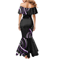 Traditional Art Hawaiian Kakau Tattoos Family Matching Mermaid Dress and Hawaiian Shirt Purple Color - Polynesian Pride