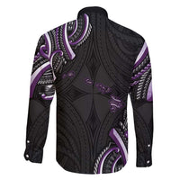 Traditional Art Hawaiian Kakau Tattoos Family Matching Short Sleeve Bodycon Dress and Hawaiian Shirt Purple Color - Polynesian Pride