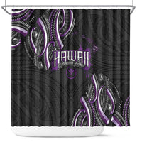 Traditional Art Hawaiian Kakau Tattoos Shower Curtain Purple Color - Polynesian Pride