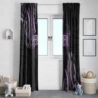 Traditional Art Hawaiian Kakau Tattoos Window Curtain Purple Color - Polynesian Pride