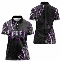 Traditional Art Hawaiian Kakau Tattoos Women Polo Shirt Purple Color - Polynesian Pride