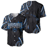 Traditional Art Hawaiian Kakau Tattoos Baseball Jersey Blue Color - Polynesian Pride