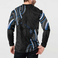 Traditional Art Hawaiian Kakau Tattoos Button Sweatshirt Blue Color - Polynesian Pride