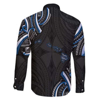 Traditional Art Hawaiian Kakau Tattoos Family Matching Mermaid Dress and Hawaiian Shirt Blue Color - Polynesian Pride