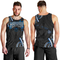 Traditional Art Hawaiian Kakau Tattoos Men Tank Top Blue Color - Polynesian Pride