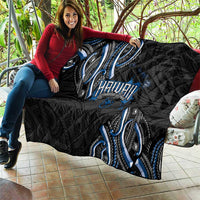 Traditional Art Hawaiian Kakau Tattoos Quilt Blue Color - Polynesian Pride