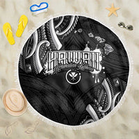 Traditional Art Hawaiian Kakau Tattoos Beach Blanket White - Polynesian Pride