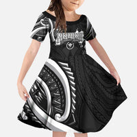 Traditional Art Hawaiian Kakau Tattoos Family Matching Long Sleeve Bodycon Dress and Hawaiian Shirt White - Polynesian Pride