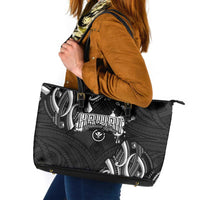 Traditional Art Hawaiian Kakau Tattoos Leather Tote Bag White - Polynesian Pride