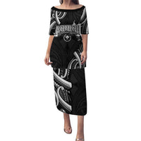 Traditional Art Hawaiian Kakau Tattoos Puletasi White LT03 Long Dress White - Polynesian Pride