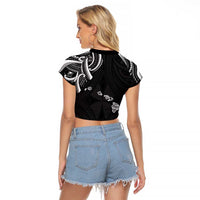 Traditional Art Hawaiian Kakau Tattoos Raglan Cropped T Shirt White - Polynesian Pride