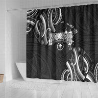 Traditional Art Hawaiian Kakau Tattoos Shower Curtain White - Polynesian Pride