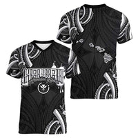 Traditional Art Hawaiian Kakau Tattoos Women V-Neck T-Shirt White - Polynesian Pride