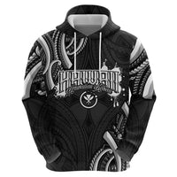 Traditional Art Hawaiian Kakau Tattoos Zip Hoodie White - Polynesian Pride