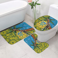 Tuvalu and Australia Together Bathroom Set Tapa Pattern and Aboriginal mix Culture