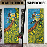 Tuvalu and Australia Together Door Cover Tapa Pattern and Aboriginal mix Culture