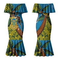 Tuvalu and Australia Together Family Matching Mermaid Dress and Hawaiian Shirt Tapa Pattern and Aboriginal mix Culture