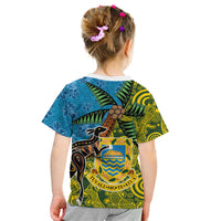 Tuvalu and Australia Together Kid T Shirt Tapa Pattern and Aboriginal mix Culture