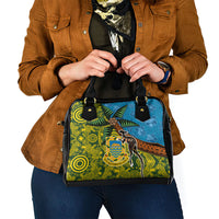 Tuvalu and Australia Together Shoulder Handbag Tapa Pattern and Aboriginal mix Culture