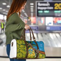 Tuvalu and Australia Together Travel Bag Tapa Pattern and Aboriginal mix Culture