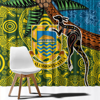 Tuvalu and Australia Together Window Curtain Tapa Pattern and Aboriginal mix Culture