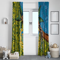 Tuvalu and Australia Together Window Curtain Tapa Pattern and Aboriginal mix Culture