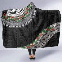 Fiji Hibiscus Hooded Blanket Tapa Masi Motifs with Tropical Plants
