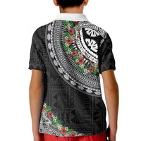 Fiji Hibiscus Kid Polo Shirt Tapa Masi Motifs with Tropical Plants