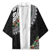 Fiji Hibiscus Kimono Tapa Masi Motifs with Tropical Plants