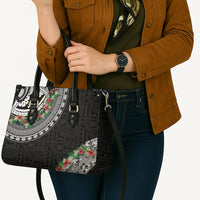 Fiji Hibiscus Leather Bag Tapa Masi Motifs with Tropical Plants