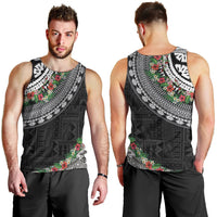 Fiji Hibiscus Men Tank Top Tapa Masi Motifs with Tropical Plants