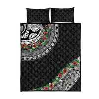 Fiji Hibiscus Quilt Bed Set Tapa Masi Motifs with Tropical Plants