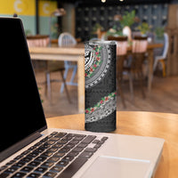 Fiji Hibiscus Skinny Tumbler Tapa Masi Motifs with Tropical Plants