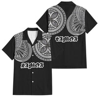 Samoa Traditional Tattoo Family Matching Off Shoulder Short Dress and Hawaiian Shirt Tribal Tatau Pattern