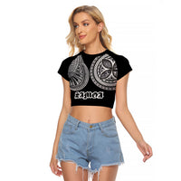 Samoa Traditional Tattoo Raglan Cropped T Shirt Tribal Tatau Pattern