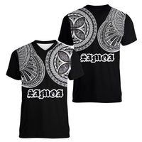 Samoa Traditional Tattoo Women V-Neck T-Shirt Tribal Tatau Pattern