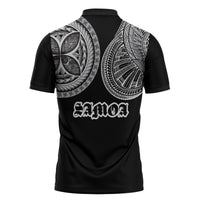 Samoa Traditional Tattoo Zipper Polo Shirt Tribal Tatau Pattern