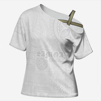 Samoa Lotu Tamaiti Cross Shoulder Shirt Tribal Tatau with Siapo Pattern