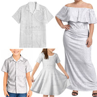 Samoa Lotu Tamaiti Family Matching Off Shoulder Maxi Dress and Hawaiian Shirt Tribal Tatau with Siapo Pattern