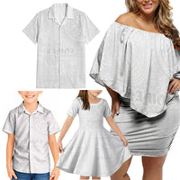Samoa Lotu Tamaiti Family Matching Off Shoulder Short Dress and Hawaiian Shirt Tribal Tatau with Siapo Pattern
