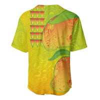 Hawaiian Mango Baseball Jersey Polynesian Art Pattern and Kakau Tattoo