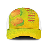 Hawaiian Mango Baseball Net Cap Polynesian Art Pattern and Kakau Tattoo