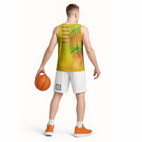 Hawaiian Mango Basketball Jersey Polynesian Art Pattern and Kakau Tattoo