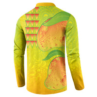Hawaiian Mango Button Sweatshirt Polynesian Art Pattern and Kakau Tattoo