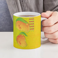Hawaiian Mango Ceramic Mug Polynesian Art Pattern and Kakau Tattoo